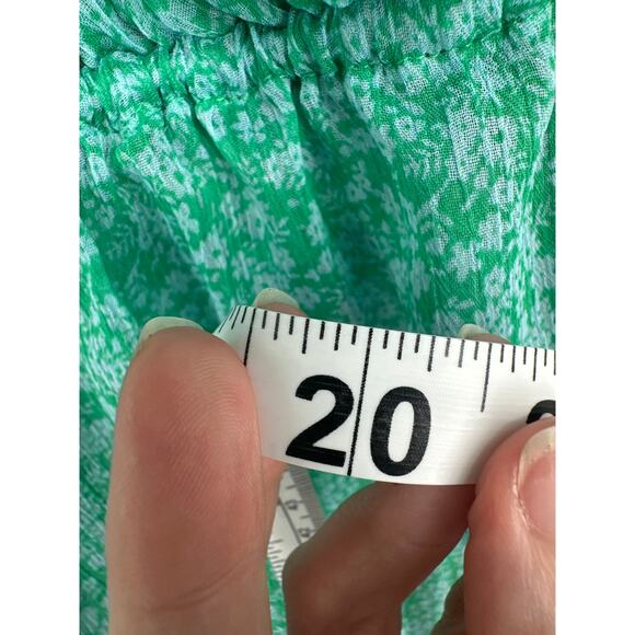 Wild Fable Top Womens Medium Green Floral Crop Plunge Bell Sleeve Boho Bohemian - Picture 7 of 7